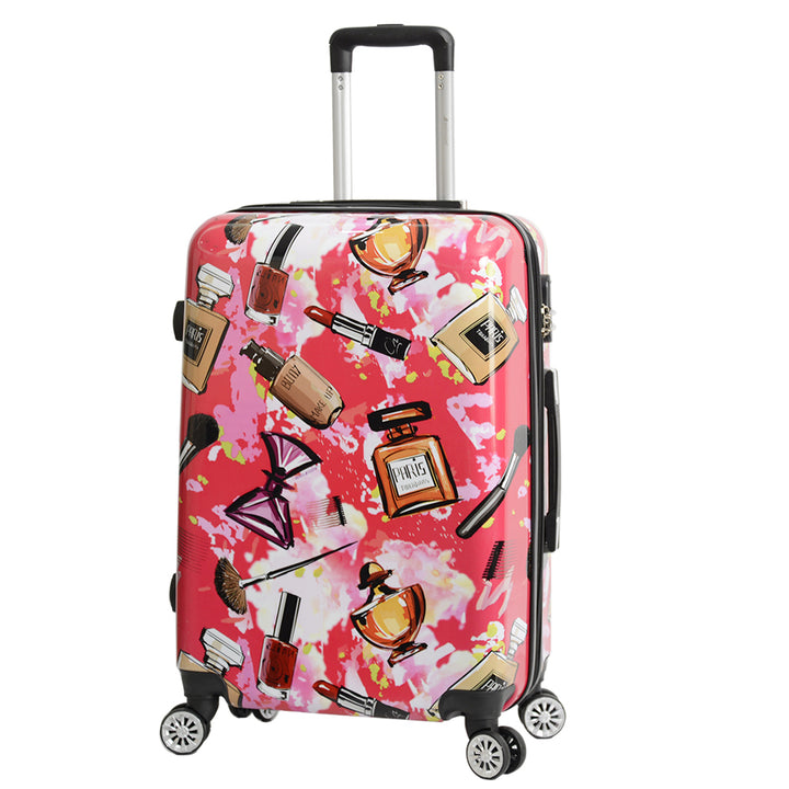 Hard Shell Suitcase Make-up Print Lightweight Expandable Luggage Fleek Pink 2