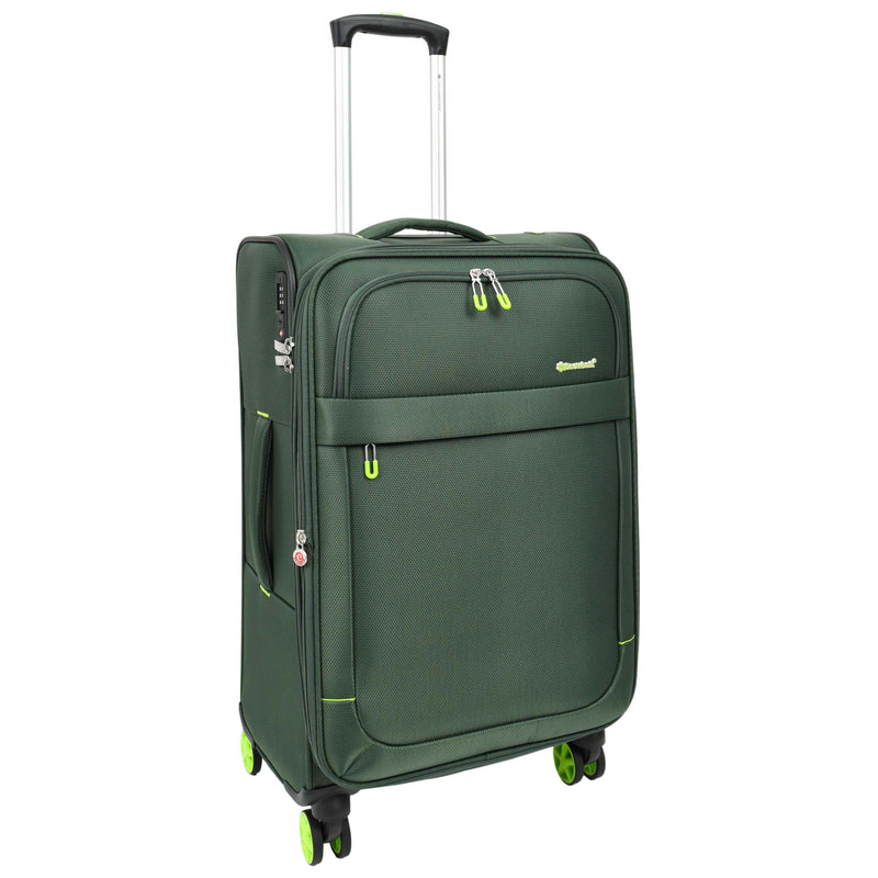 Green Soft Suitcase 8 Wheel Spinner Expandable Luggage Quito 7