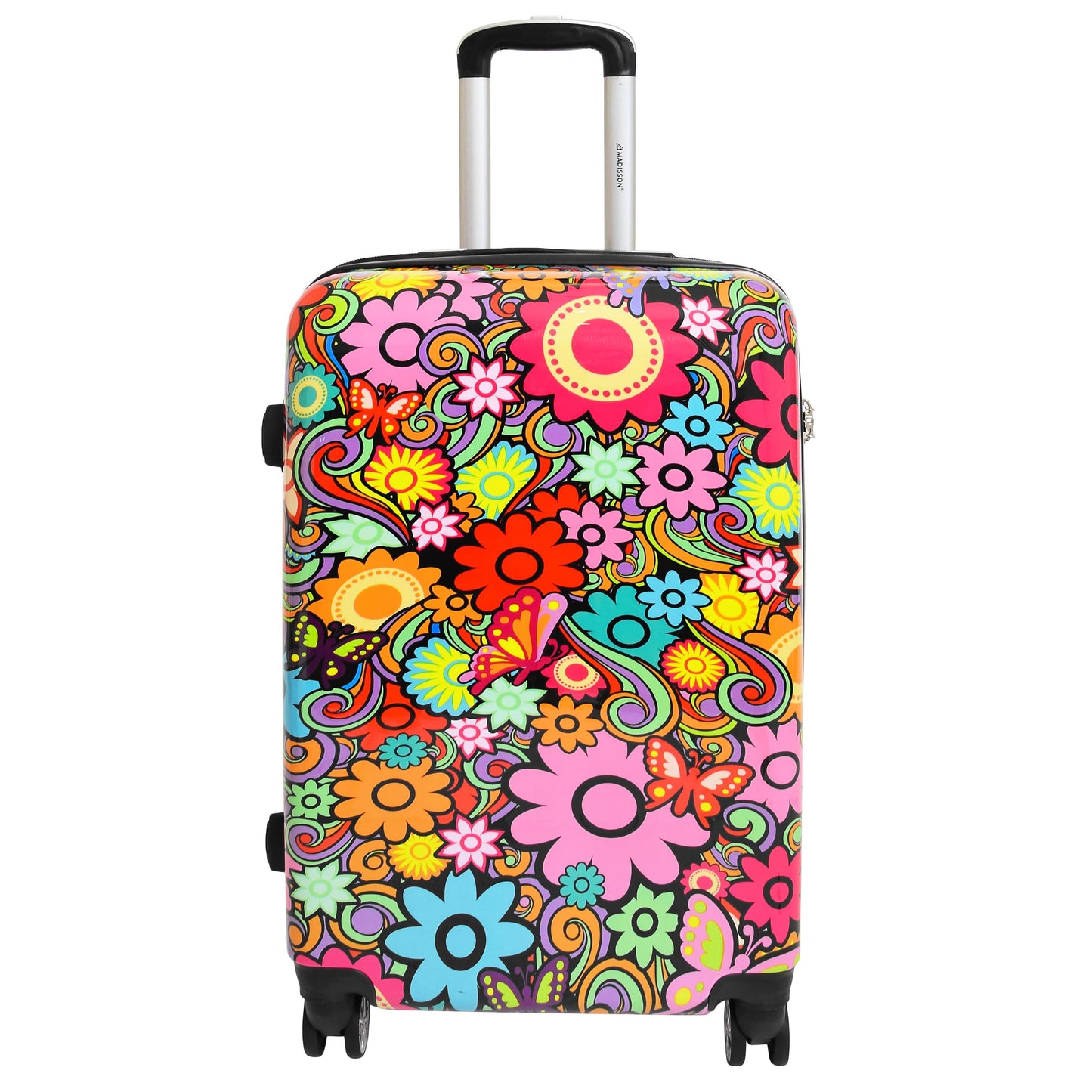 Four Wheel Suitcase Hard Shell Expandable Luggage Flower Print 8