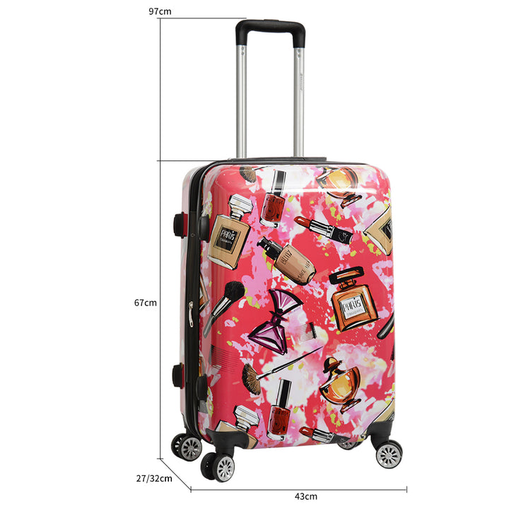 Hard Shell Suitcase Make-up Print Lightweight Expandable Luggage Fleek Pink 10