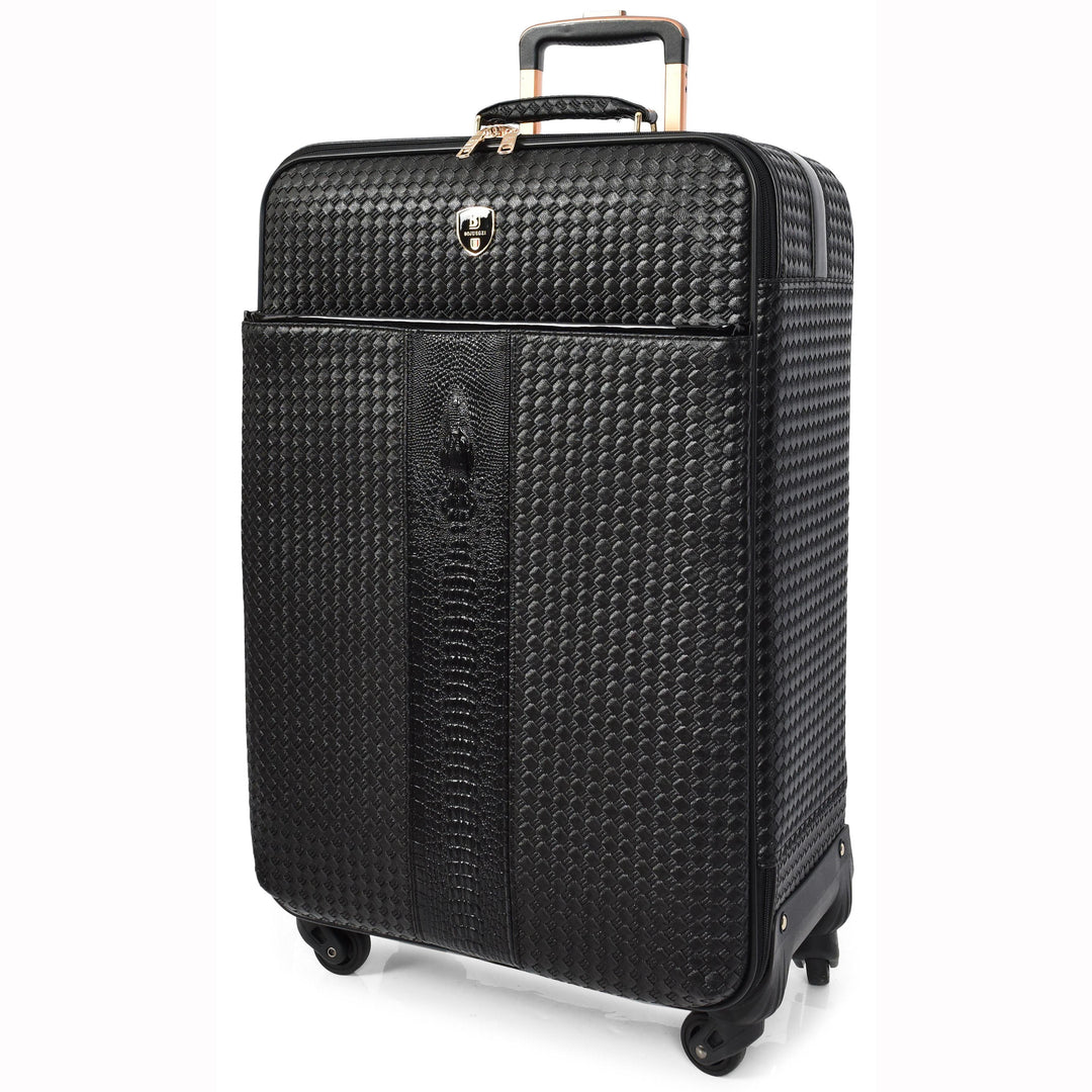 Premium Luggage Black Croc-Embossed Lightweight Spinner with Stabilizers Midnight 11