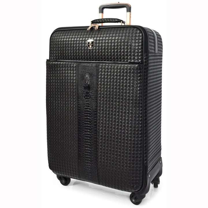 Premium Luggage Black Croc-Embossed Lightweight Spinner with Stabilizers Midnight 11