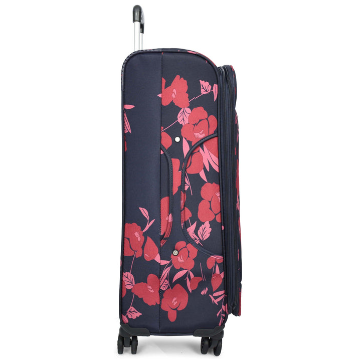 Four Wheel Suitcase Luggage Lightweight Flower Print Navy medium-3