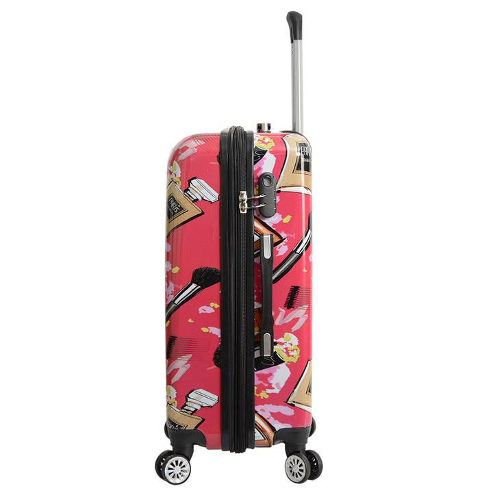Hard Shell Suitcase Make-up Print Lightweight Expandable Luggage Fleek Pink 11