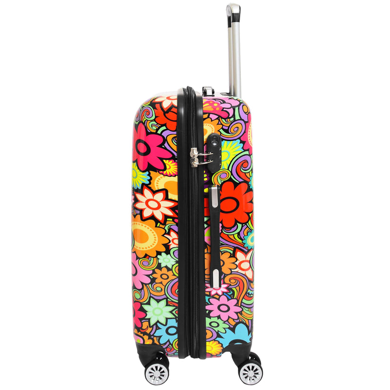 Four Wheel Suitcase Hard Shell Expandable Luggage Flower Print 9