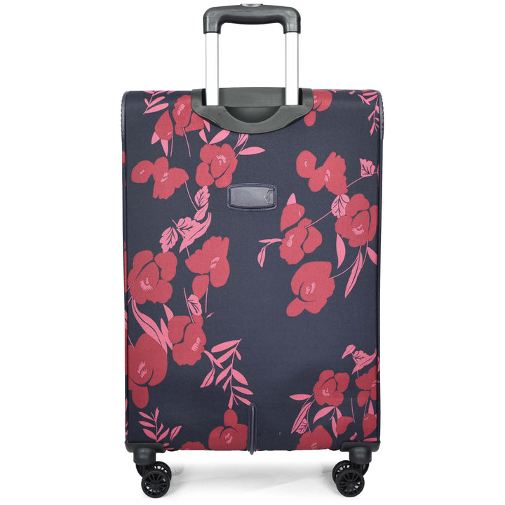 Four Wheel Suitcase Luggage Lightweight Flower Print Navy medium-4