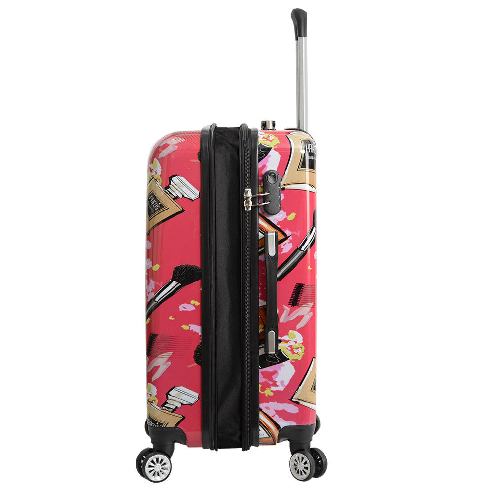 Hard Shell Suitcase Make-up Print Lightweight Expandable Luggage Fleek Pink 12