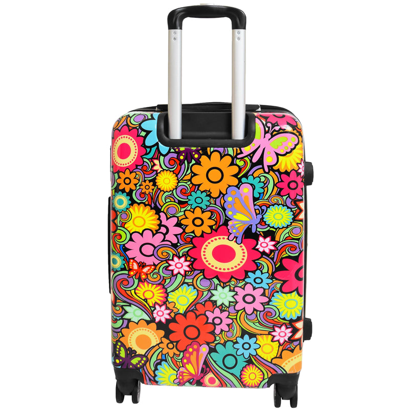 Four Wheel Suitcase Hard Shell Expandable Luggage Flower Print 10