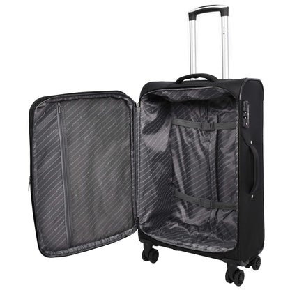 Lightweight Soft Suitcase 8 Wheel Expandable Luggage Pokeno Black medium-4