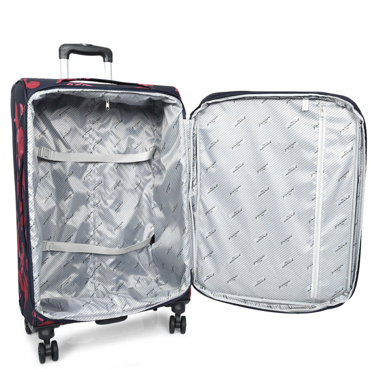 Four Wheel Suitcase Luggage Lightweight Flower Print Navy medium-5