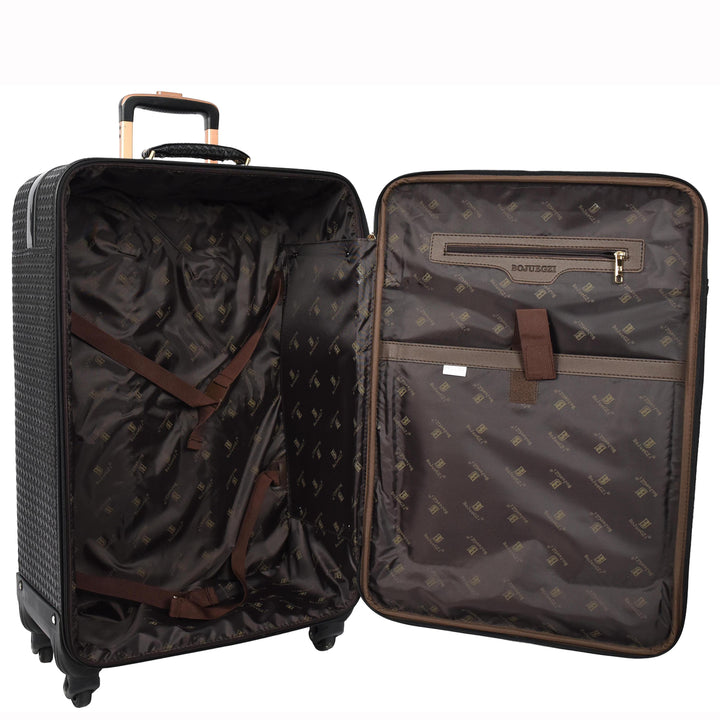 Premium Luggage Black Croc-Embossed Lightweight Spinner with Stabilizers Midnight 14