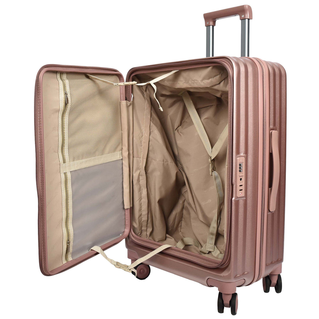 Four Wheel Suitcase Hard Shell Luggage Alaska Rose Gold