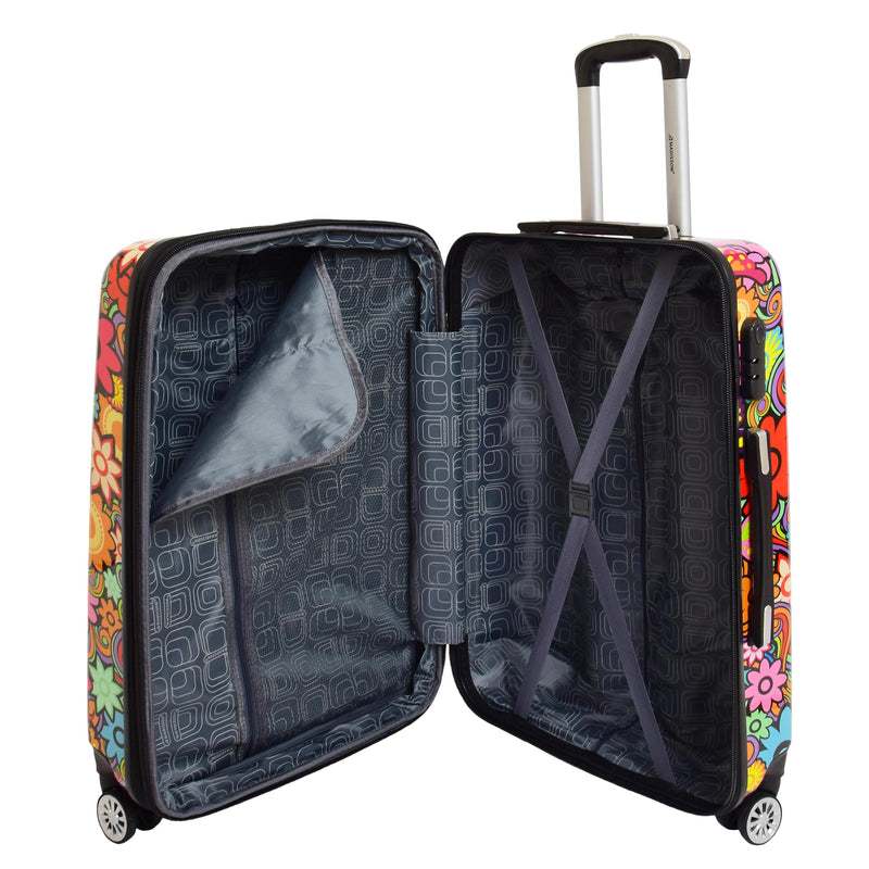Four Wheel Suitcase Hard Shell Expandable Luggage Flower Print 11