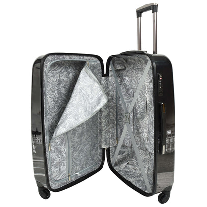 London Night Print Hard Shell Four Wheel Luggage Black Tucana 11