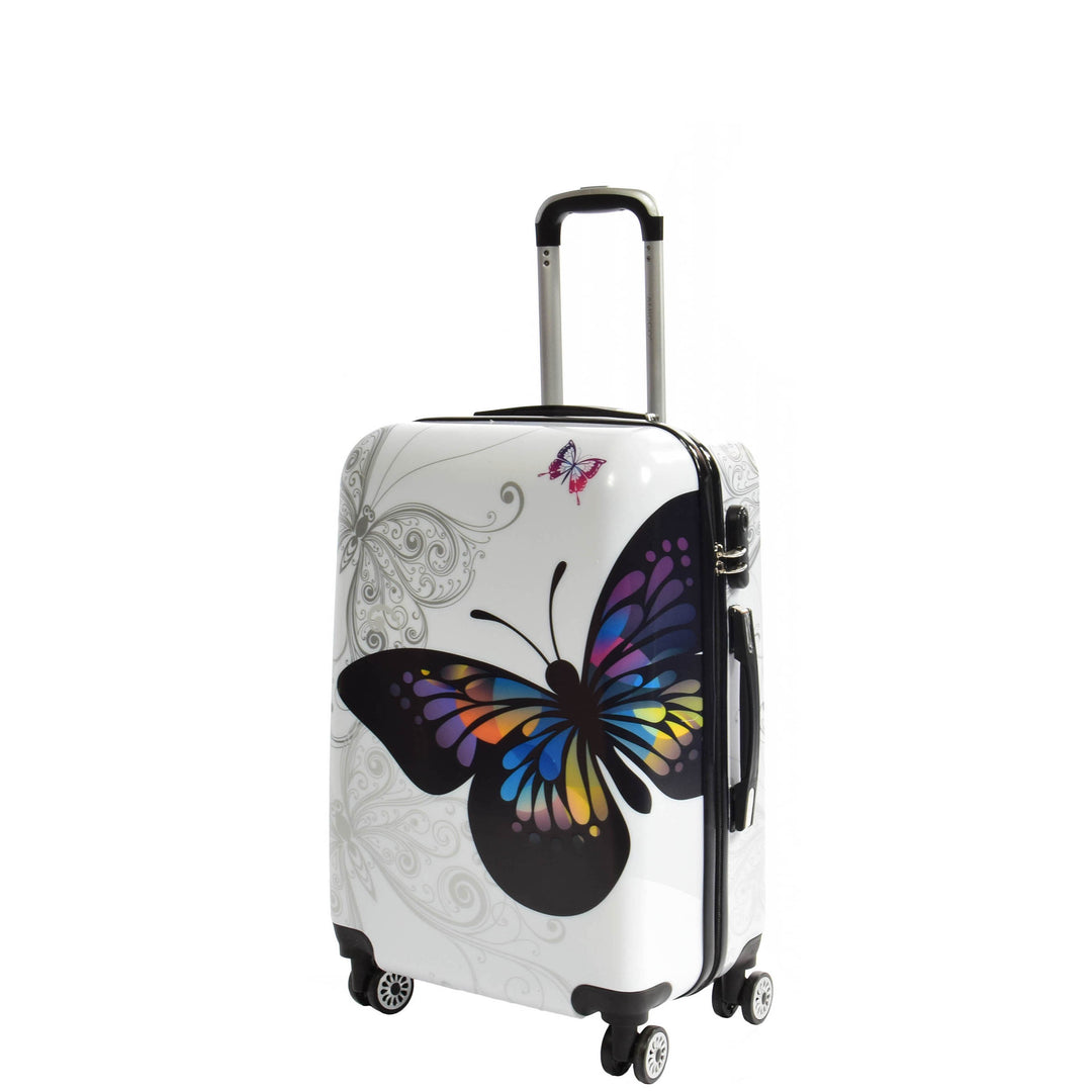 Butterfly Print Hard Shell Four Wheel Expandable Luggage Suitcase