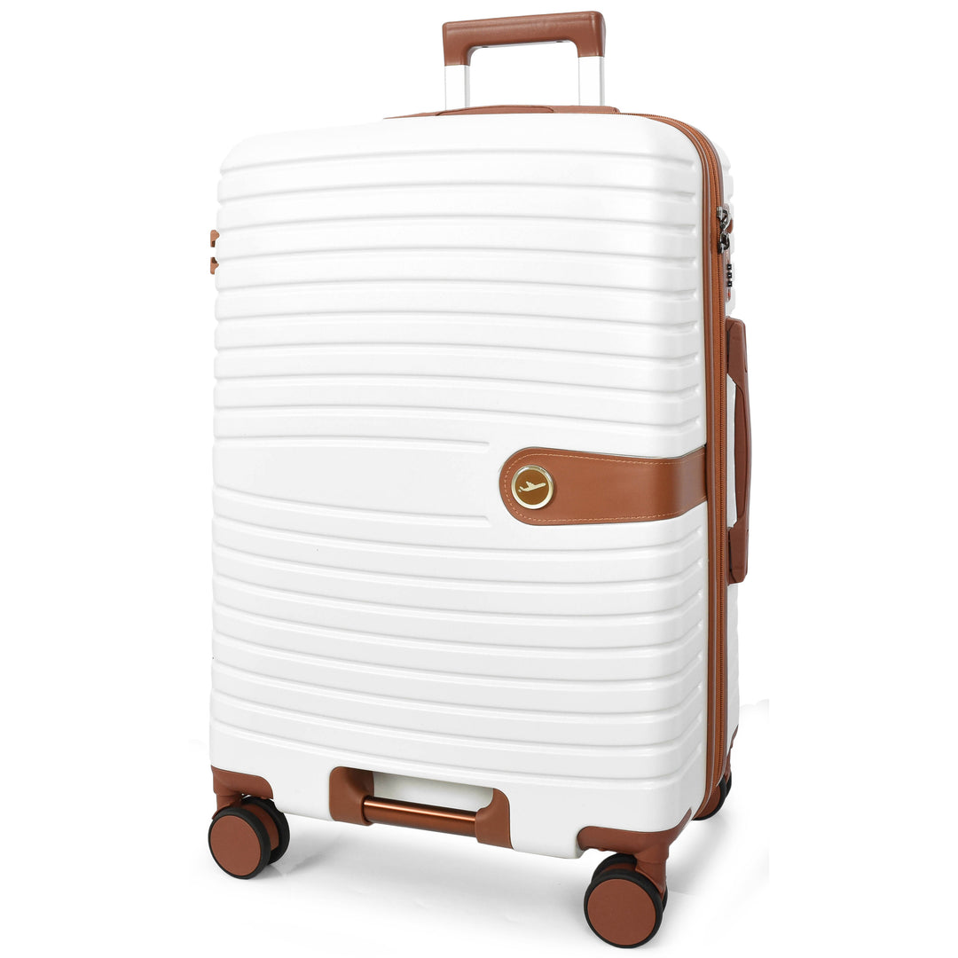 Four Wheel Hard Shell Travel Suitcase Durban White-6