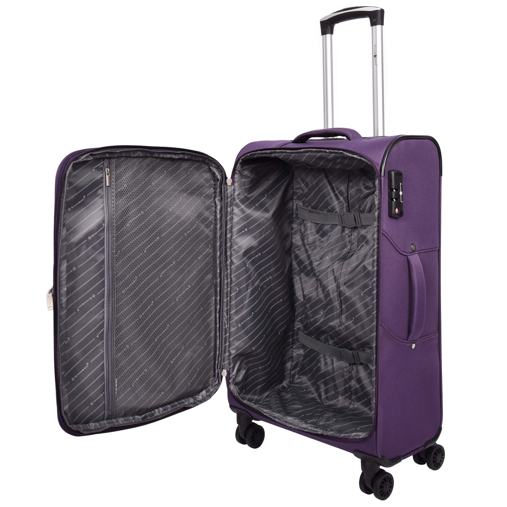 Lightweight Soft Suitcase 8 Wheel Expandable Luggage Pokeno Purple medium-4