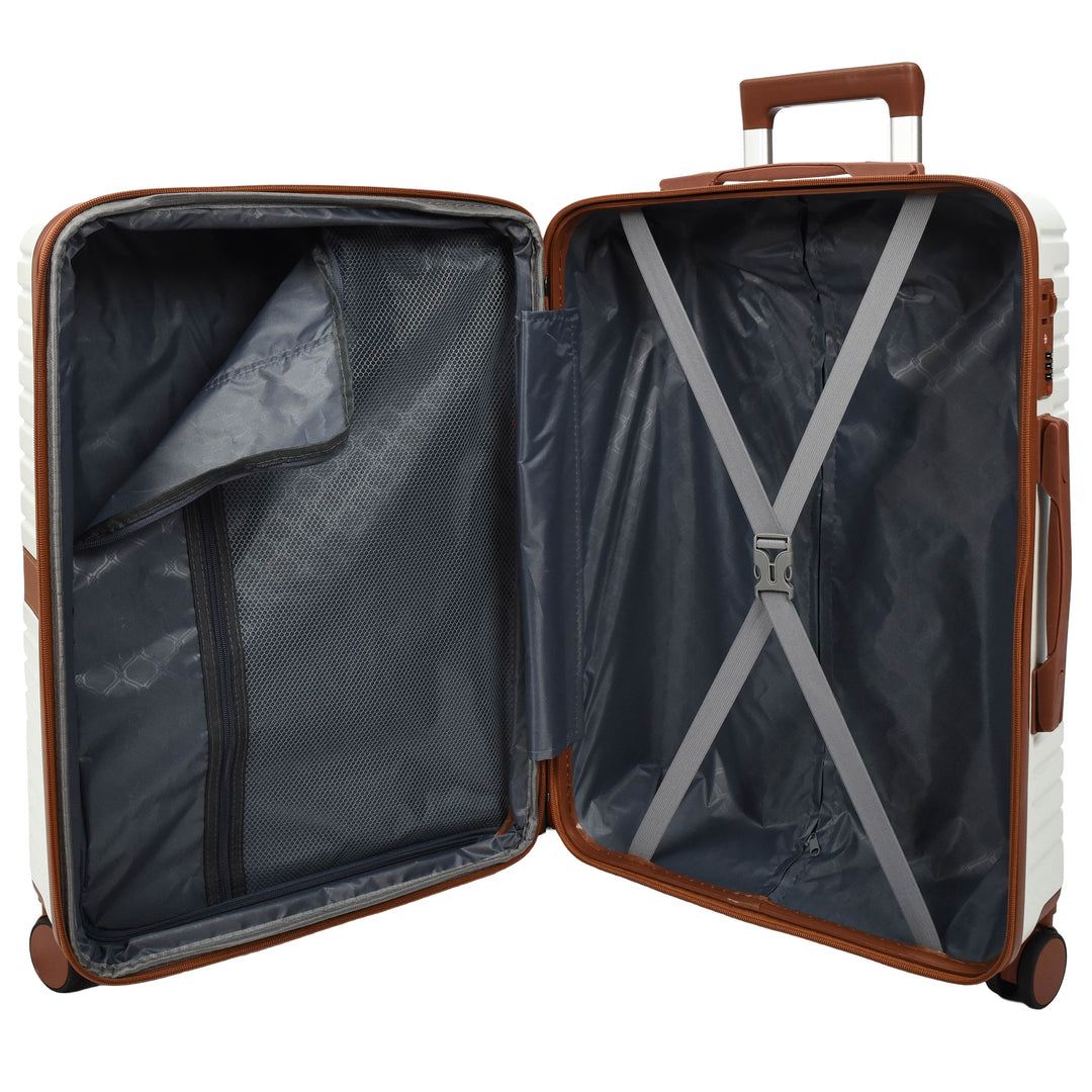 Four Wheel Hard Shell Travel Suitcase Durban White-9