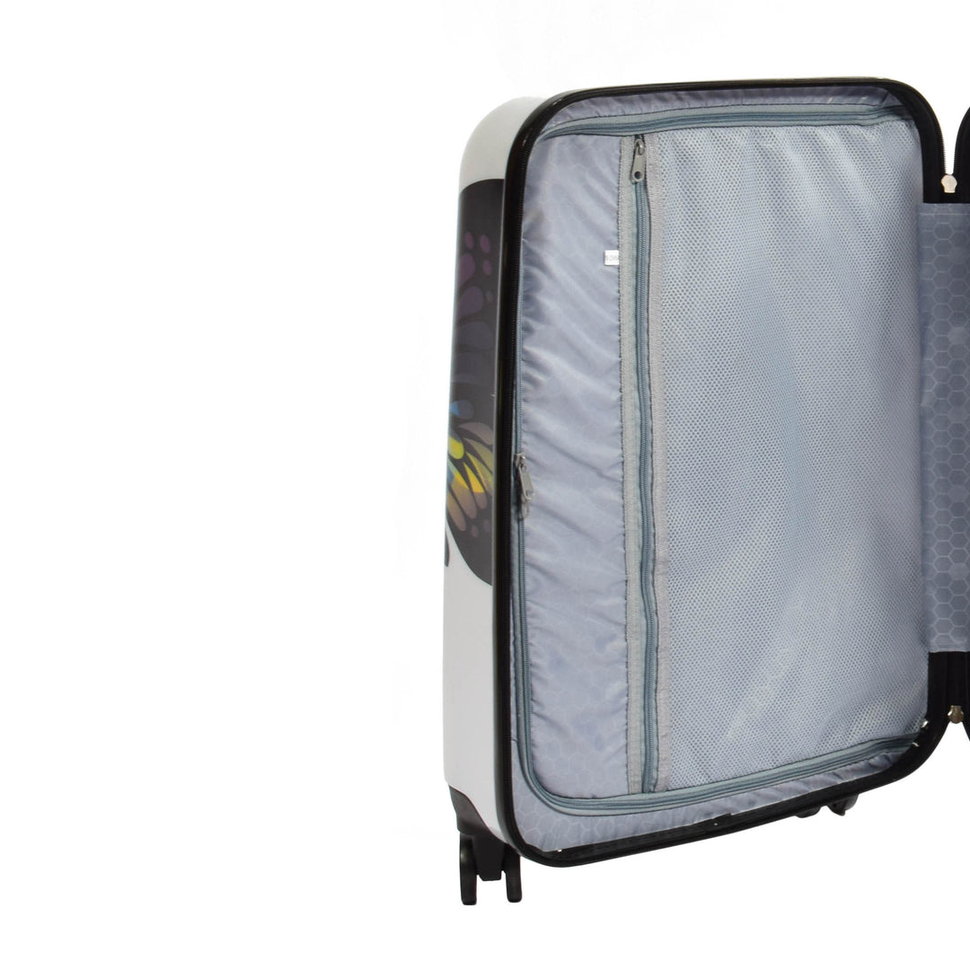 Butterfly Print Hard Shell Four Wheel Expandable Luggage Suitcase