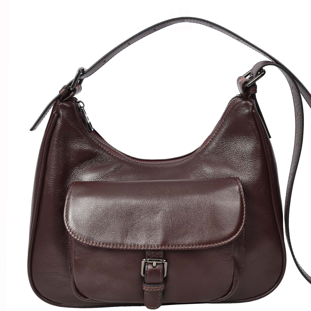 Womens Classic Genuine Leather Shoulder Bag Liora Purple