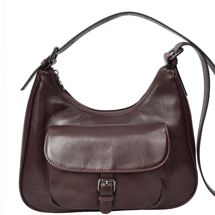 Womens Classic Genuine Leather Shoulder Bag Liora Purple