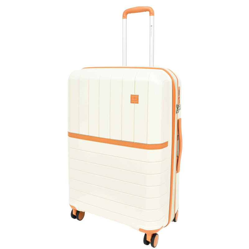 Expandable Wheeled Suitcases Solid Hard Shell PP Luggage Milky Titania 6