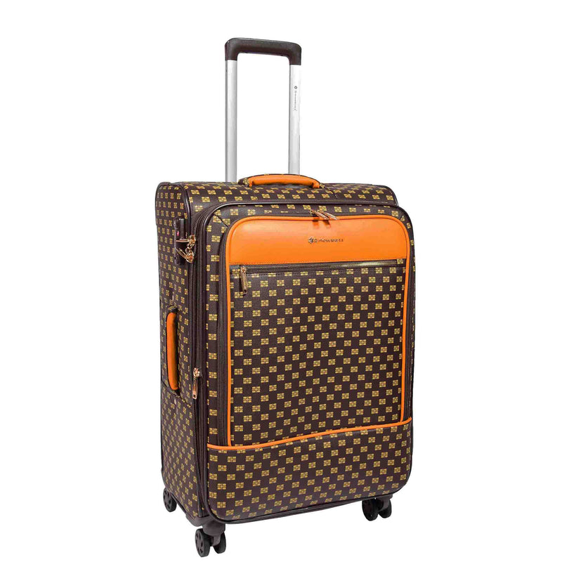 Soft Case 4 Wheeled Expandable PVC Luggage Nagasaki Brown 14