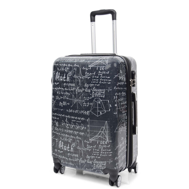 Four Wheel Suitcase Hard Shell Luggage Maths Print
