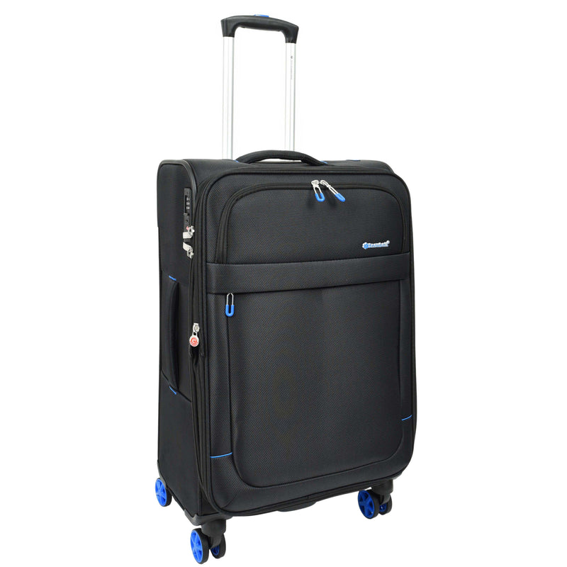 Black Soft Suitcase 8 Wheel Spinner Expandable Luggage Quito 7