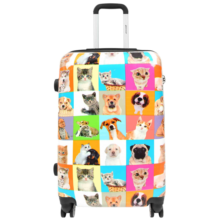 Four Wheels Hard Shell Suitcase Printed Expandable Luggage Dogs and Cats Print
