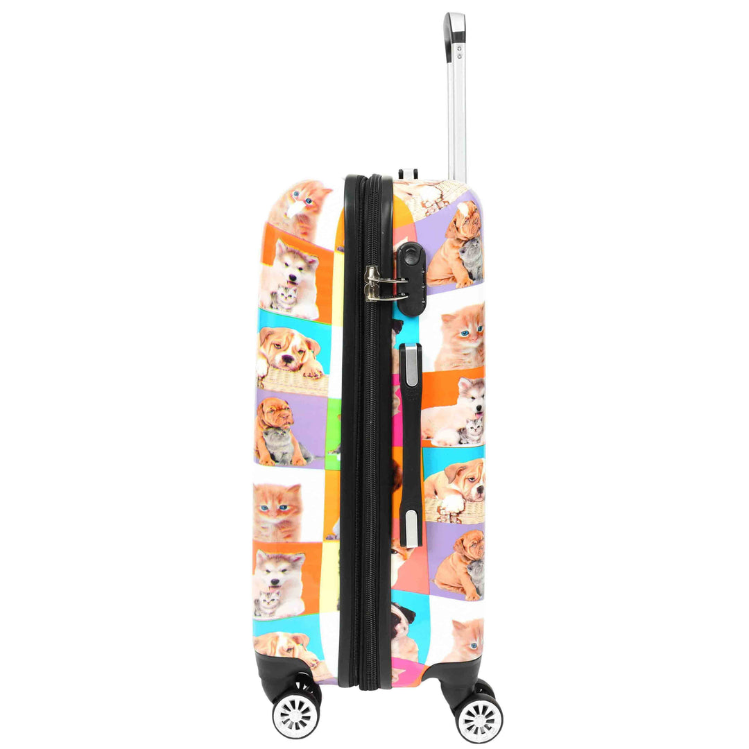 Four Wheels Hard Shell Suitcase Printed Expandable Luggage Dogs and Cats Print