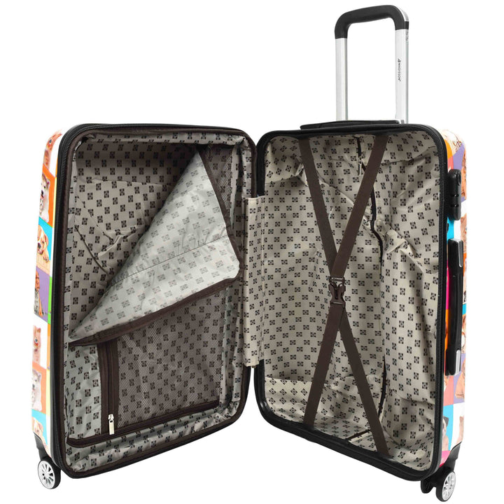 Four Wheels Hard Shell Suitcase Printed Expandable Luggage Dogs and Cats Print