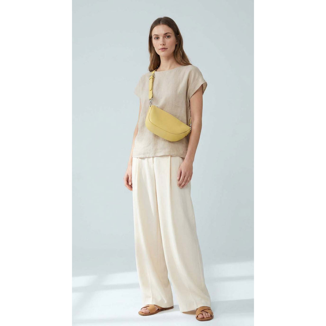 Women's Real Leather Crossbody Bag Half-Moon Style Agnes Yellow 8
