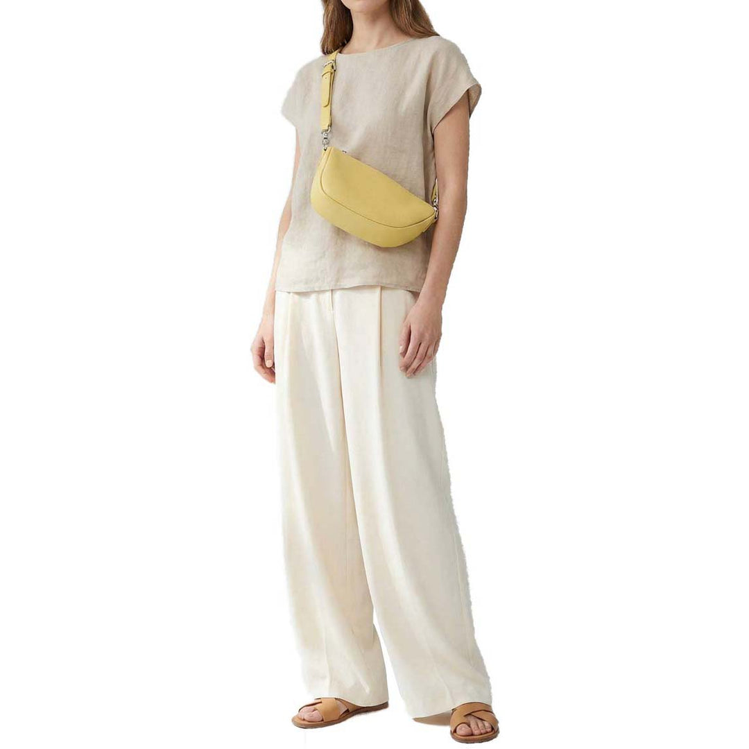 Women's Real Leather Crossbody Bag Half-Moon Style Agnes Yellow 7