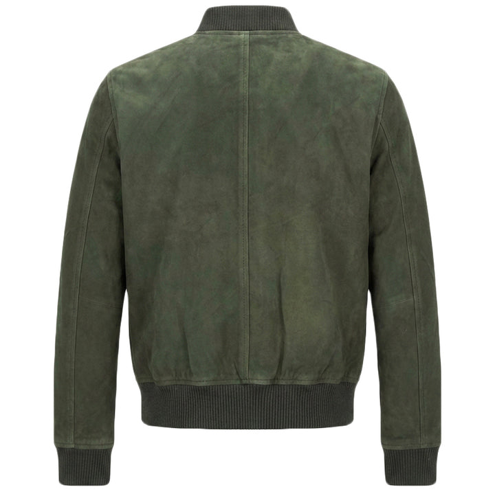 Mens Real Goat Suede Bomber Jacket MA-1 Varsity Design Ryan Olive Green