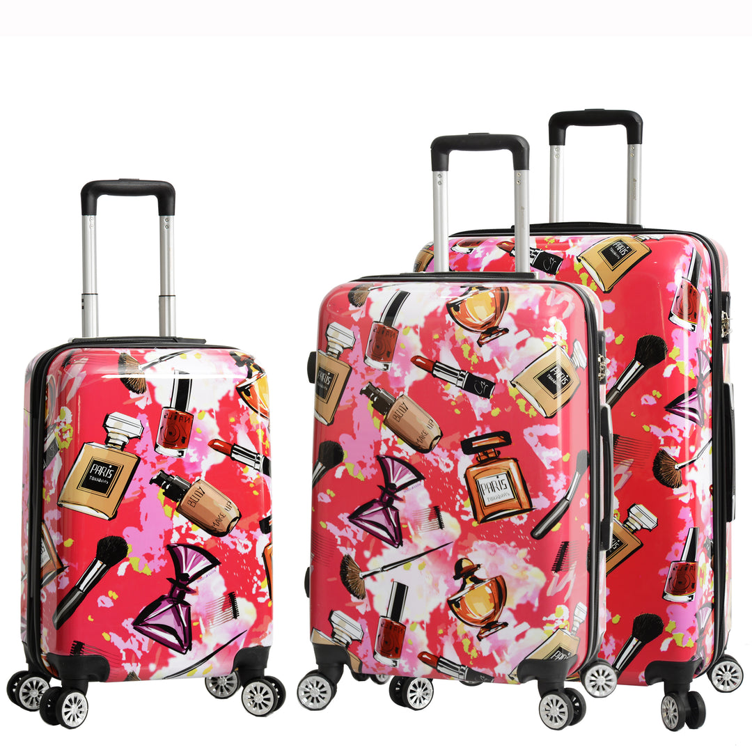 Hard Shell Suitcase Make-up Print Lightweight Expandable Luggage Fleek Pink 4
