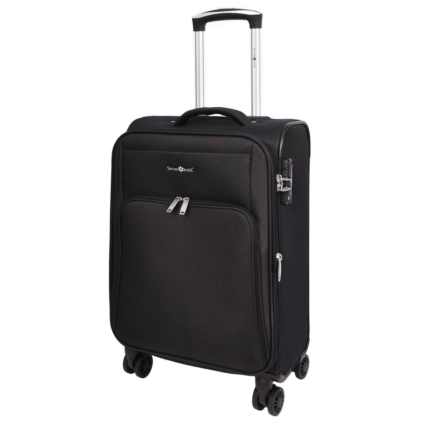 Lightweight Soft Suitcase 8 Wheel Expandable Luggage Pokeno Black cabin-1