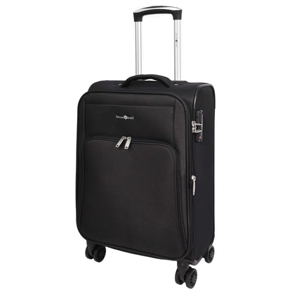 Lightweight Soft Suitcase 8 Wheel Expandable Luggage Pokeno Black cabin-1