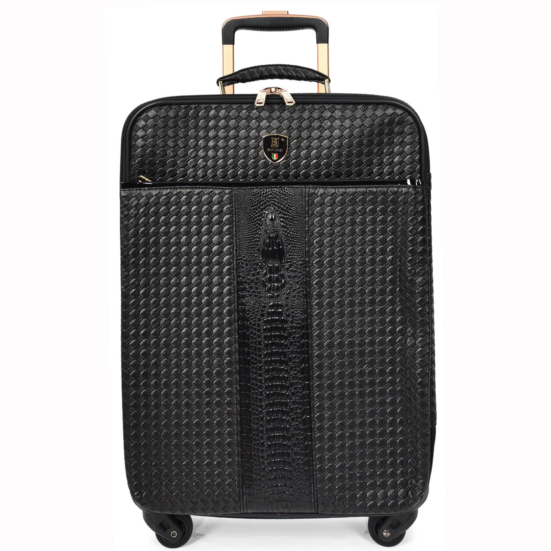 Premium Luggage Black Croc-Embossed Lightweight Spinner with Stabilizers Midnight 15