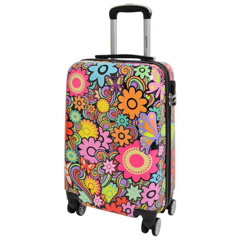 Four Wheel Suitcase Hard Shell Expandable Luggage Flower Print 12