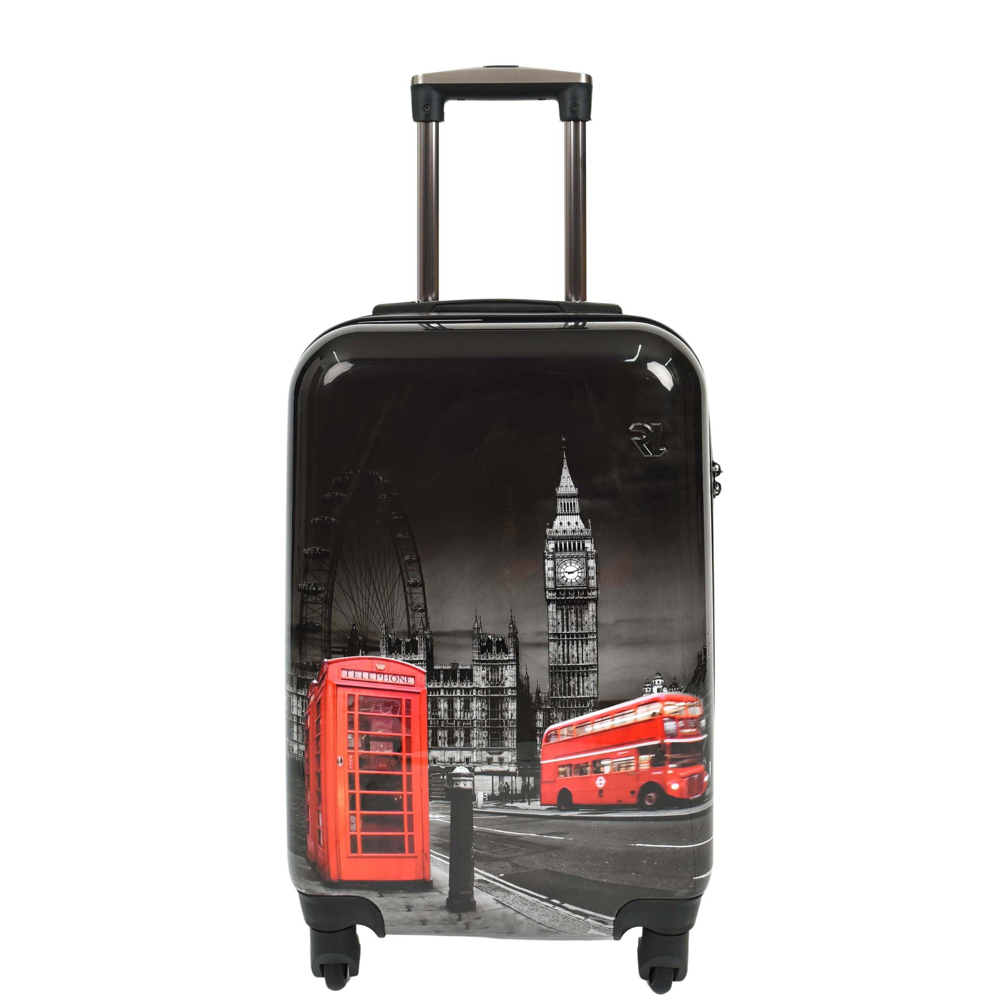 London Night Print Hard Shell Four Wheel Luggage Black Tucana 13