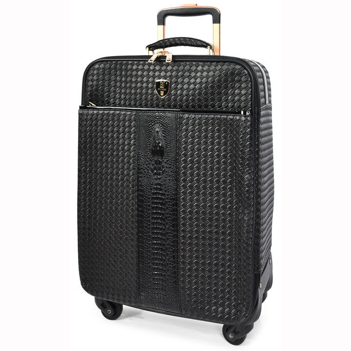 Premium Luggage Black Croc-Embossed Lightweight Spinner with Stabilizers Midnight 16