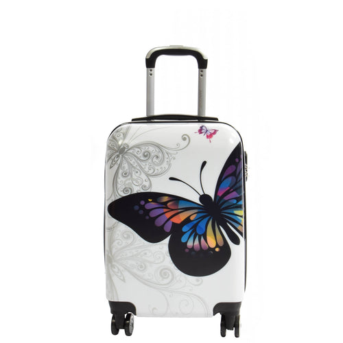 Cabin Size Butterfly Print Hard Shell Four Wheel Luggage 1