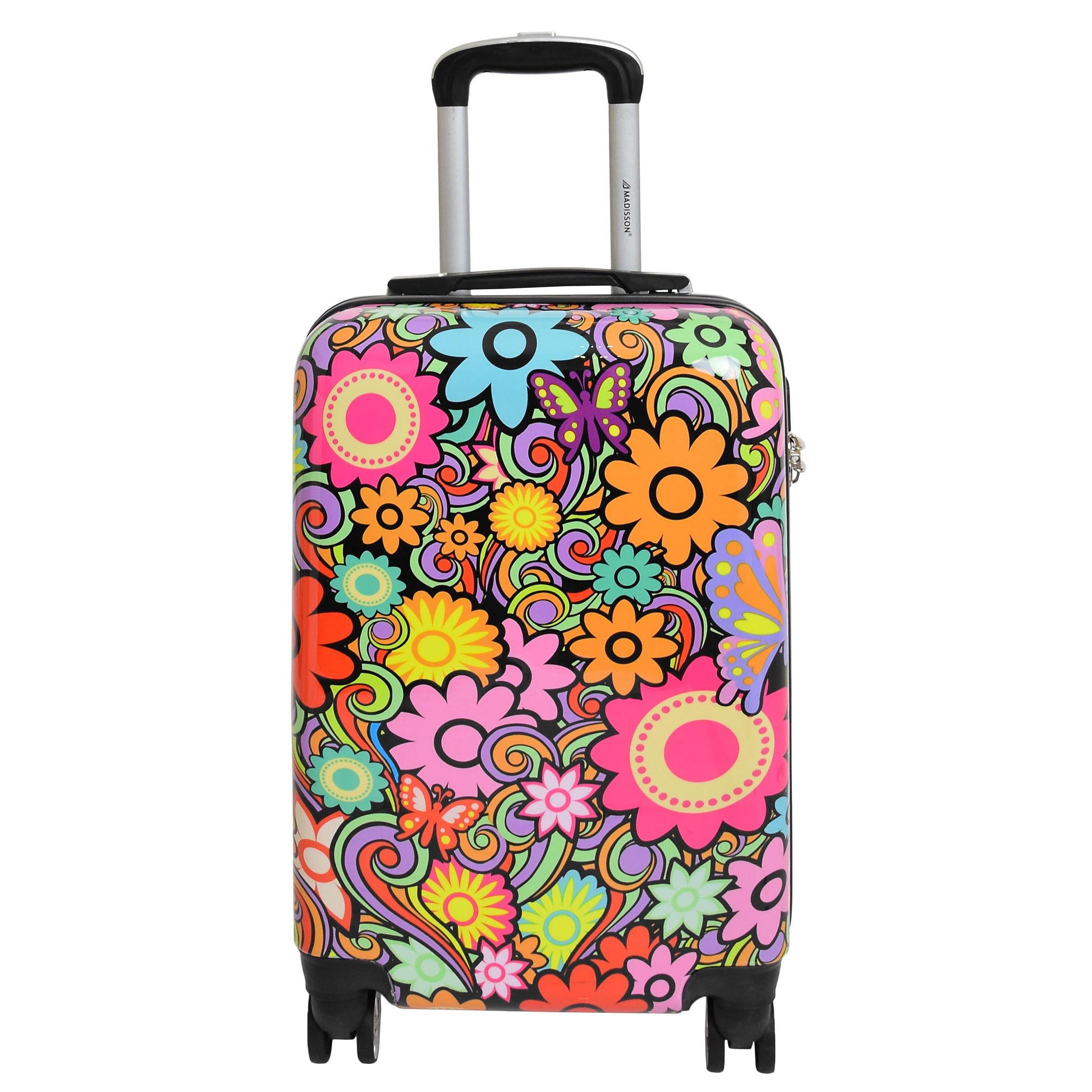 Four Wheel Suitcase Hard Shell Expandable Luggage Flower Print 13