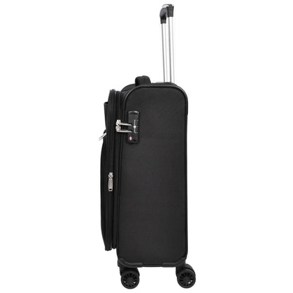 Lightweight Soft Suitcase 8 Wheel Expandable Luggage Pokeno Black cabin-2