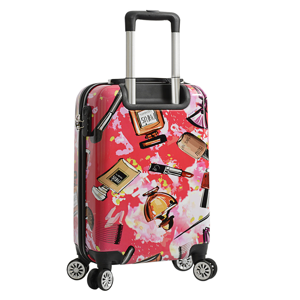 Hard Shell Suitcase Make-up Print Lightweight Expandable Luggage Fleek Pink 16
