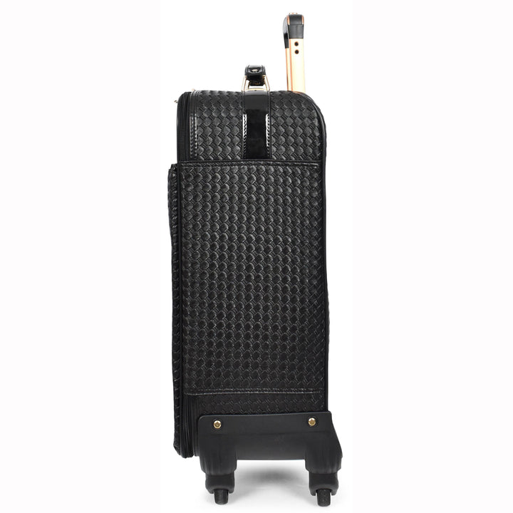 Premium Luggage Black Croc-Embossed Lightweight Spinner with Stabilizers Midnight 17