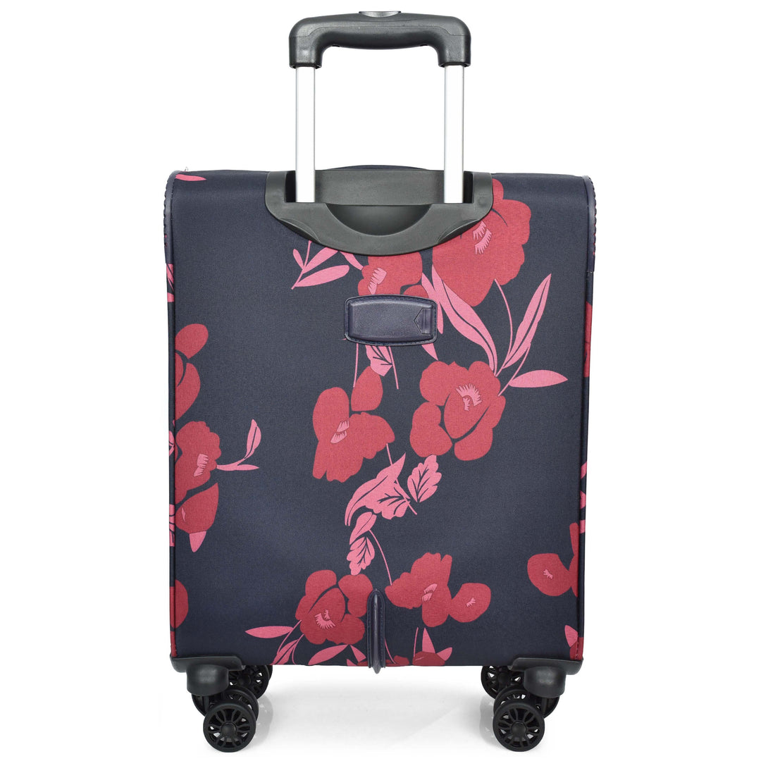 Four Wheel Suitcase Luggage Lightweight Flower Print Navy small-4
