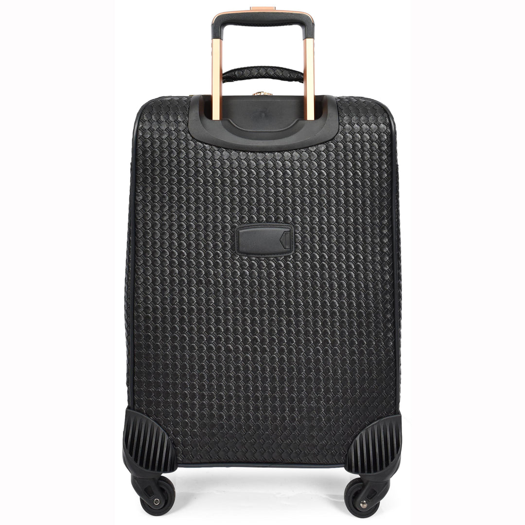 Premium Luggage Black Croc-Embossed Lightweight Spinner with Stabilizers Midnight 18