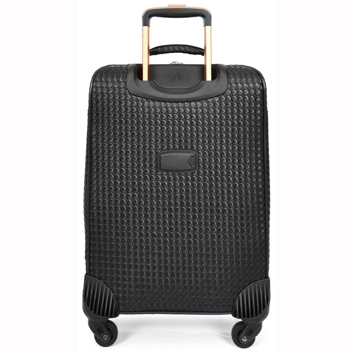 Premium Luggage Black Croc-Embossed Lightweight Spinner with Stabilizers Midnight 18